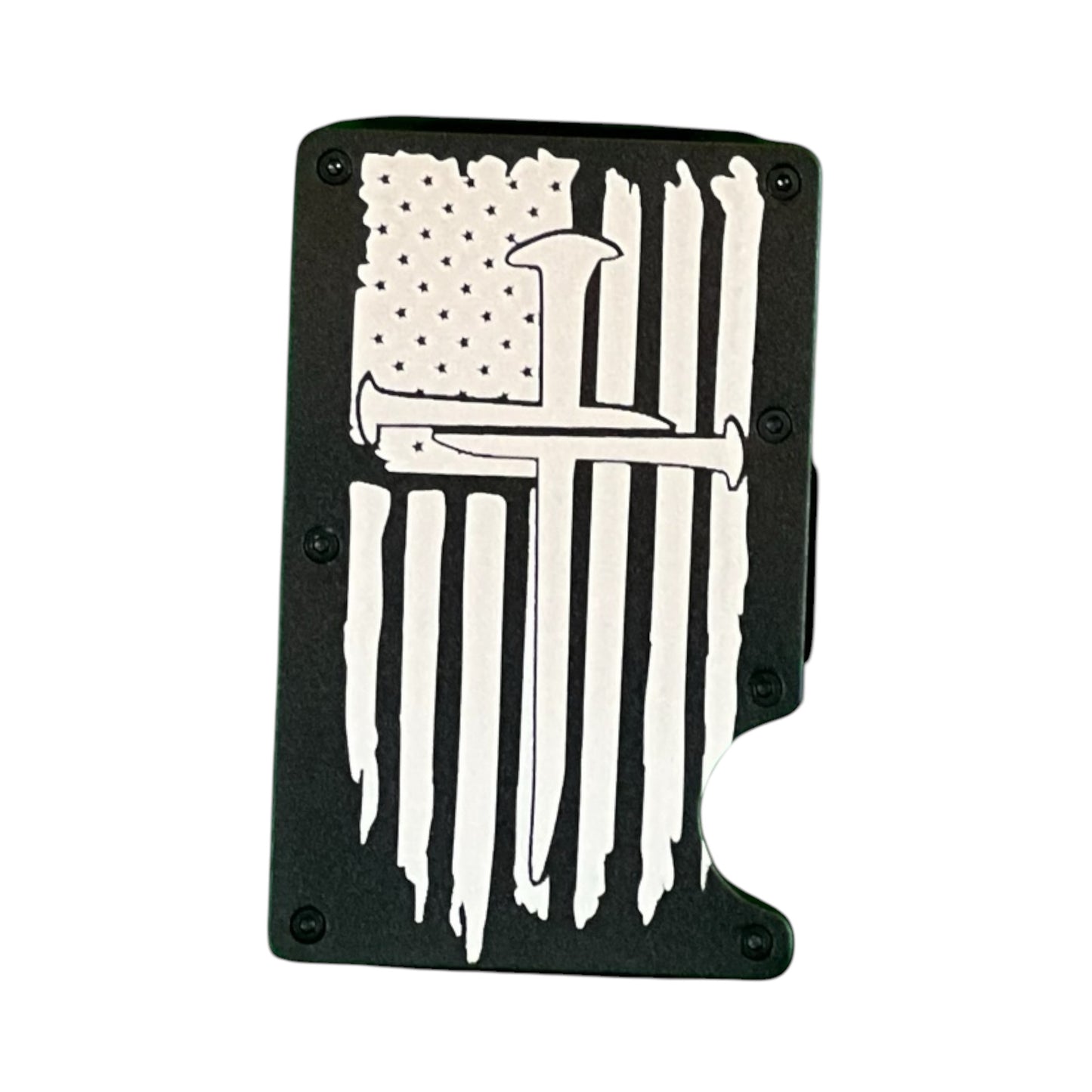 Customized Cross American Flag Minimalist Wallet