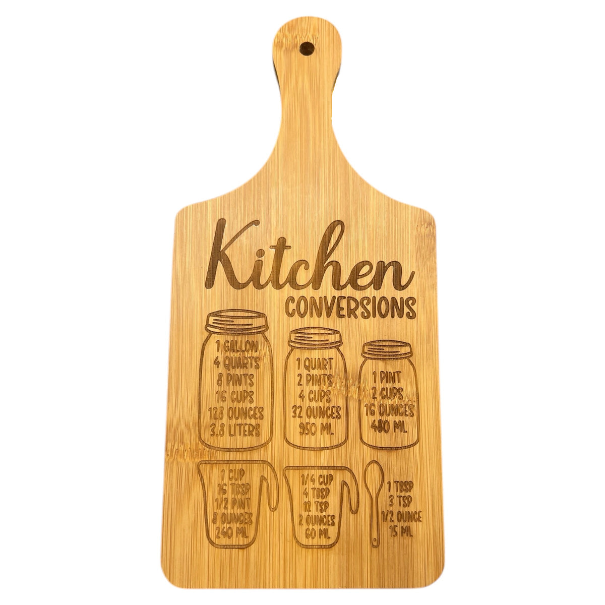 ENGRAVED KITCHEN CONVERSIONS BAMBOO CHARCUTERIE BOARD