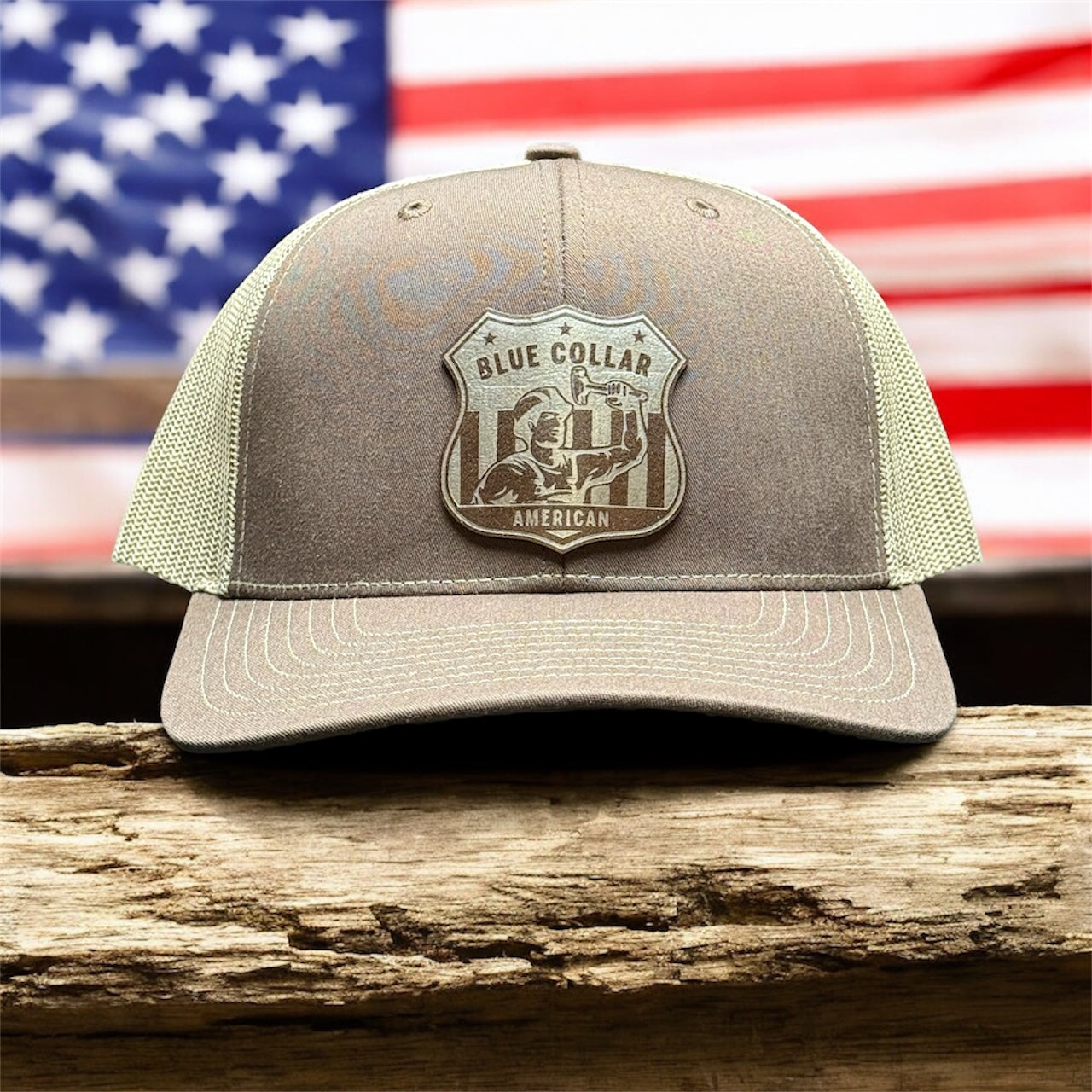 Blue Collar American Badge Patch Richardson 112 Trucker Hat