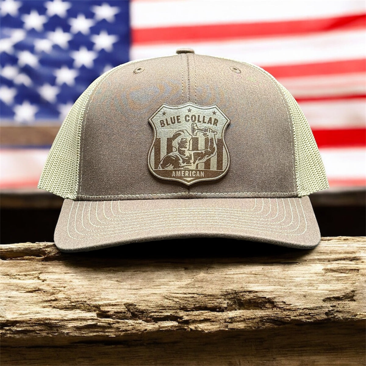 Blue Collar American Badge Patch Richardson 112 Trucker Hat