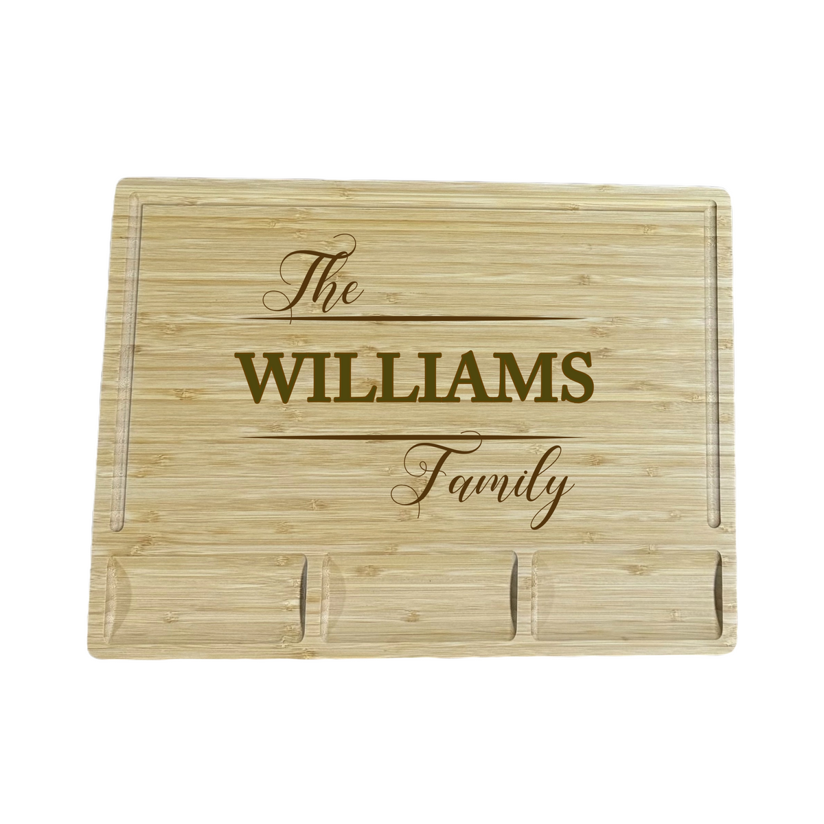 Large Personalized Engraved Bamboo Wood Charcuterie Board