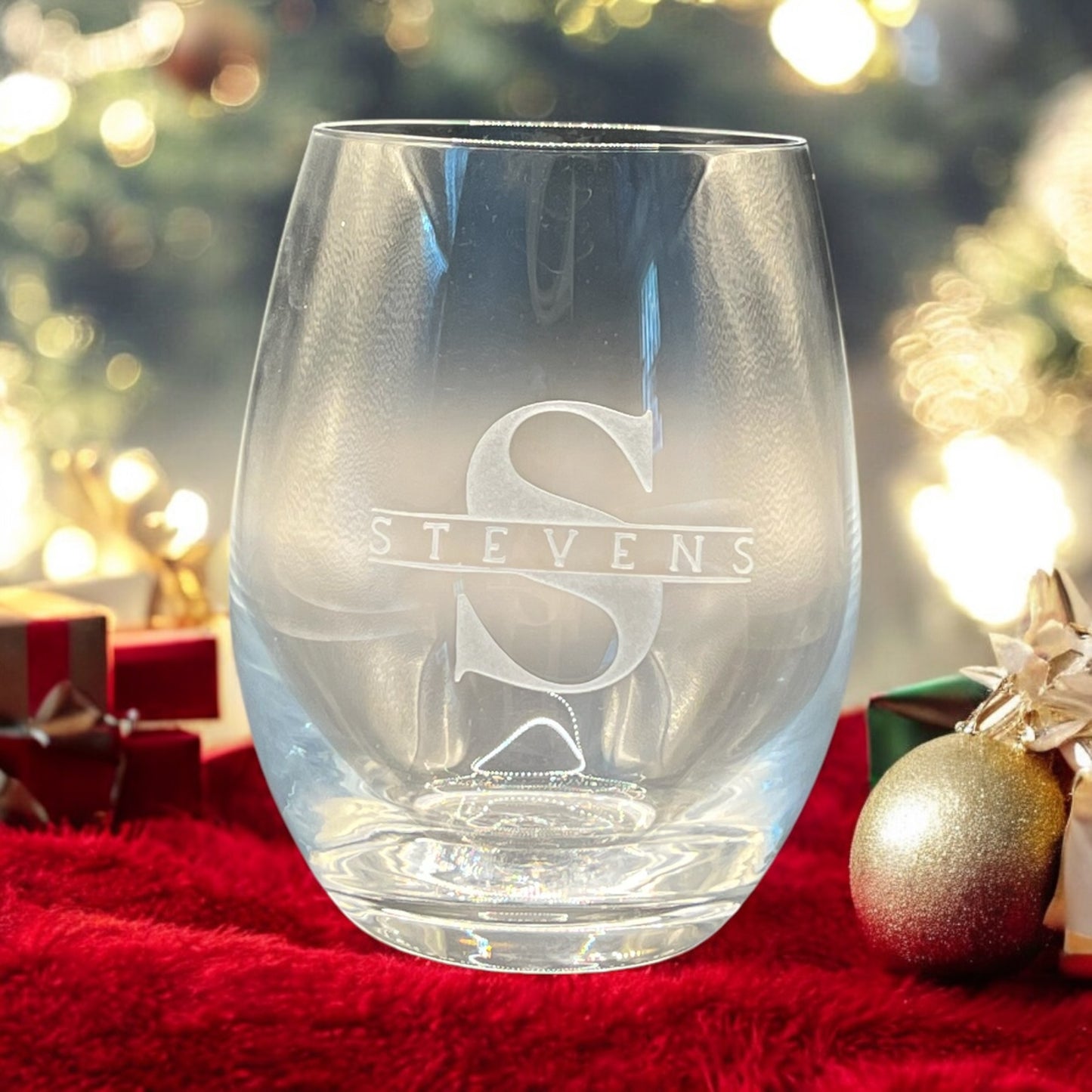 15 oz Crystal Engraved Wine Glassware