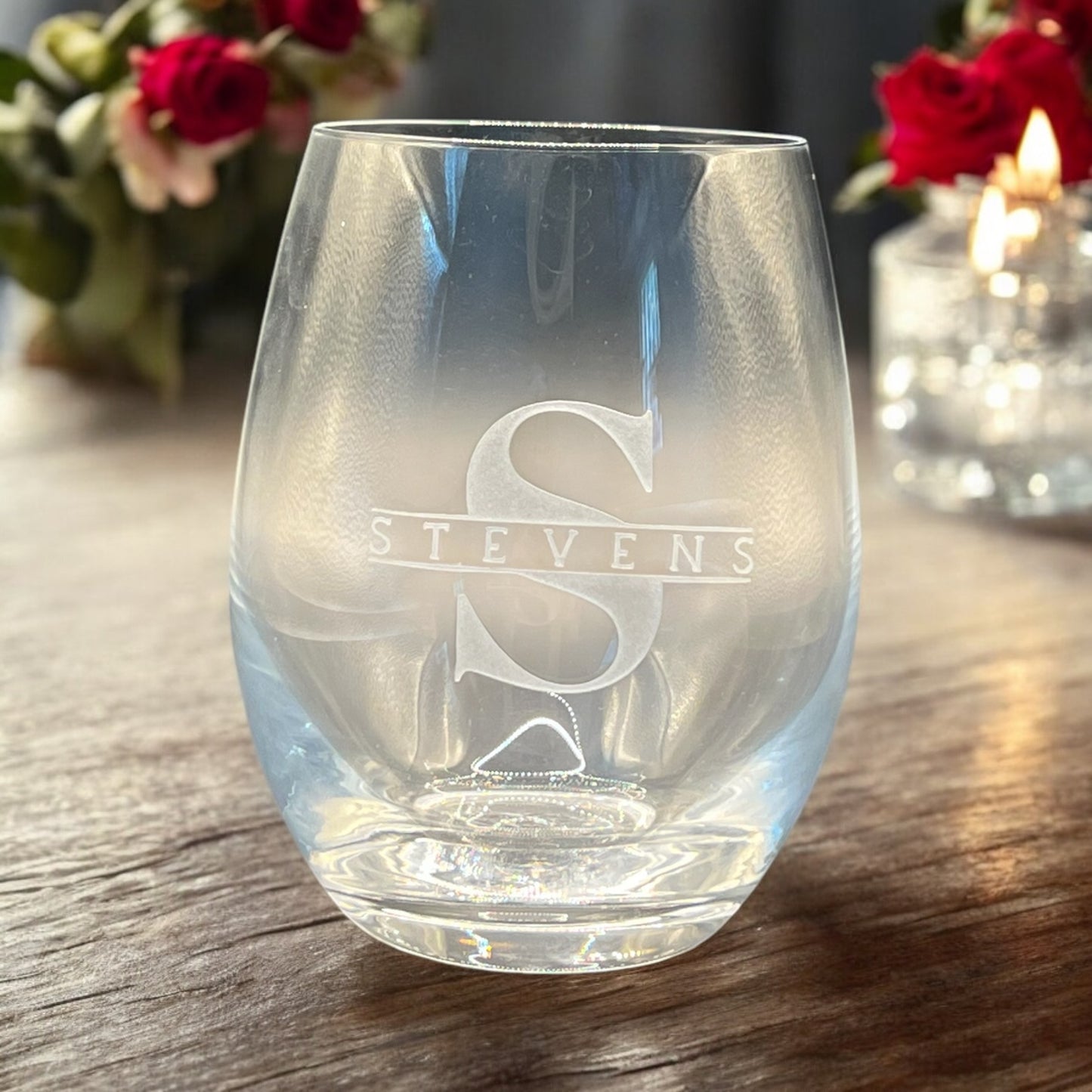 15 oz Crystal Engraved Wine Glassware