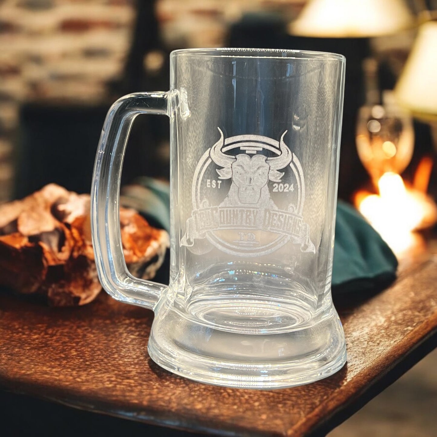 Lasered Engraved 16 oz Beer Mug